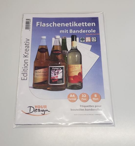 Bild von Flaschenetiketten 8,5x10 cm - 32 Stück