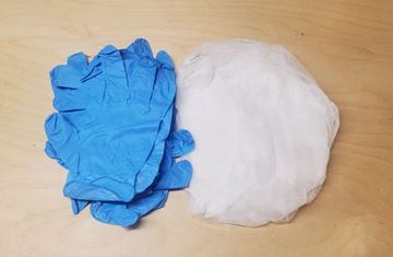 Bild von Set à 5 Paar Einweghandschuhe + Haarnetz