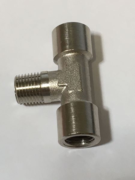 Bild von T-Stück 2 x 1/4"IG 1 x1/4"AG vernickelt