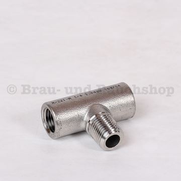 Bild von T-Stück Edelstahl 2x 1/4 IG 1x 1/4 AG