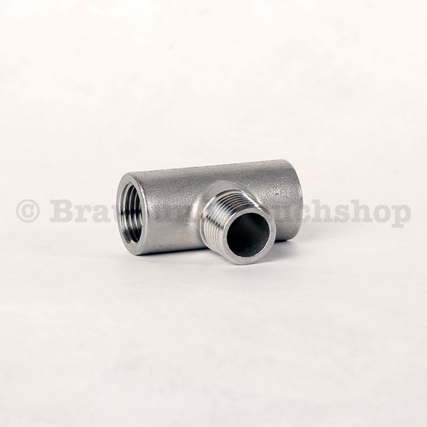 Bild von T-Stück Edelstahl 2x 1/2 IG 1x 1/2 AG